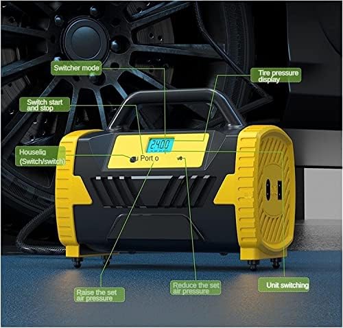 Брукс двојна моќност 150psi автомобил со инфлатор пумпа за гума на воздухот LED Брза инфлациска пумпа за инфлатор на воздухот