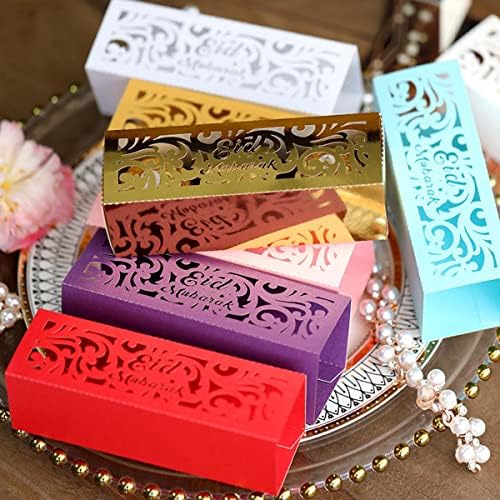 Квинбокс 5 Парчиња Кубоидни Шупливи Букви Чоколадни Кутии За Бонбони Во Форма На Цвет Еид Мубарак Кутија За Рамазан Карим, Подарок За Исламска