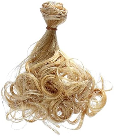 Yapthes Curly Doll Pigs, кукли за коса перика DIY DIY виткана долга жолта кукла сопствена жица со висока температура 15 см за