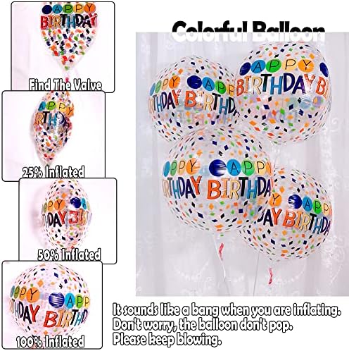 4Д Балони, Шарени Балони Со Среќен Роденден Милар, 22 Инчи Јасни Тркалезни Балони Од Виножито Фолија, Украси За Роденден, Материјали