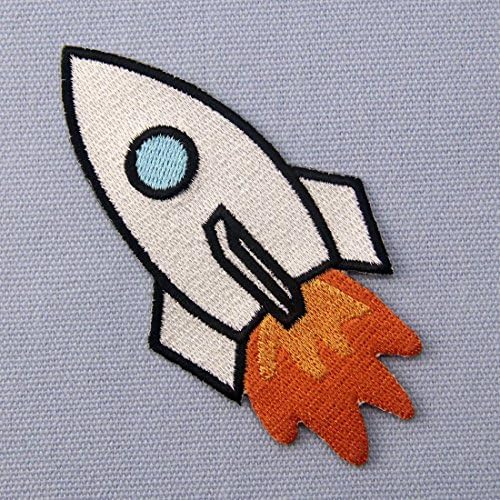 Ракета извезена вселенска шатл -аплика железо на шиење на лепенка