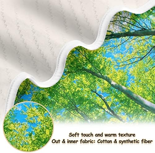 Зелено шумско дрво унисекс меки бебе ќебе за креветчето за креветчето за дневно згрижување со густо и меко материјално безбедносно ќебе за