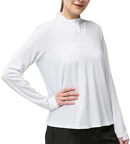 Sanенски женски UPF 50+ кошули со долг ракав 1/4 поштенски пуловер за заштита од сонце за дишење на вежбање кошули за пешачење