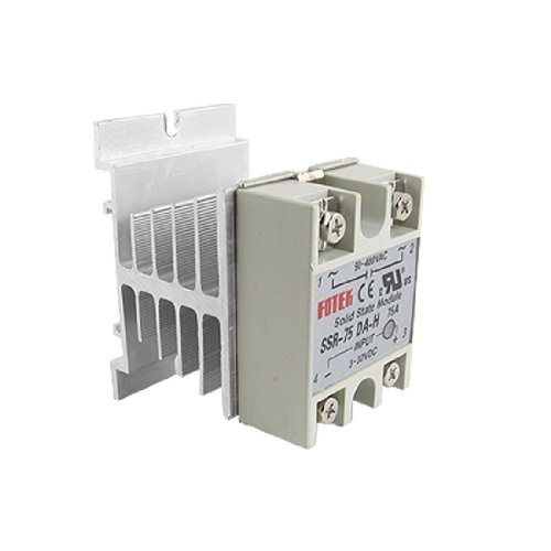 Uxcell DC to AC Solid State Relay SSR-75 DA 75A DC3-32V AC90-480V + топлински мијалник
