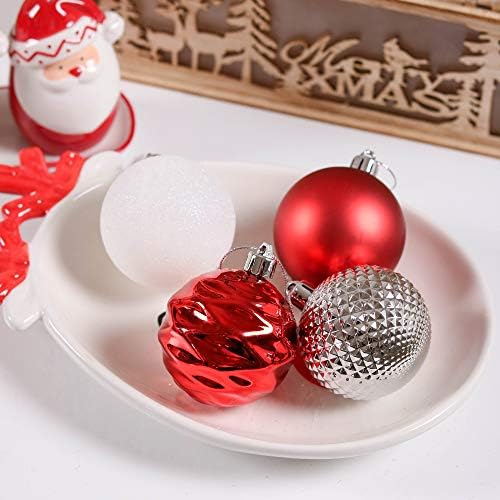Valery Madelyn 50ct 60 mm Традиционални црвени и бели божиќни украси за божиќни топка, распрскувани украси за новогодишни елки за Божиќна декорација