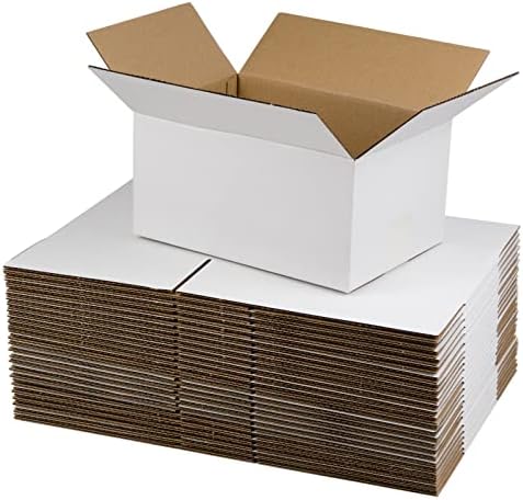 Сончеви бели кутии за испорака 10x7x5 инчи мали брановидни картонски кутии, 25 пакувања