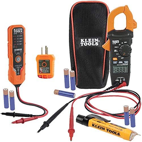 Klein Tools CL120VP комплет за тест за напон со мерач на стегач, три тестери, тест -води, торбичка и батерии
