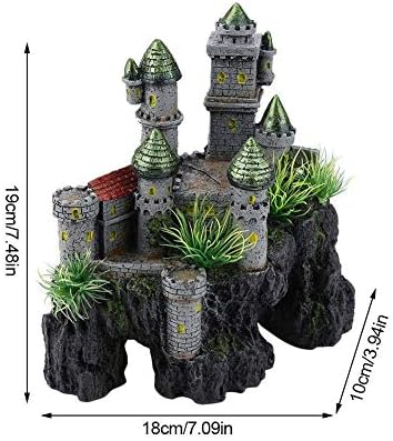Декорација на замокот на аквариум, смола од смола од смола, скриена риба симулација смола скриен замок украс подводен декор на пејзаж