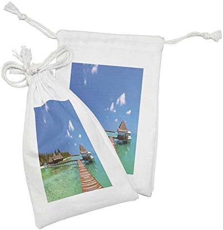 Амбесон Плажа Патека Ткаенина Торбичка Во собата на 2, Малдиви Остров Со Долга Џети и Јахта Релаксирачки Летен Одмор Тема, Мали Врвка
