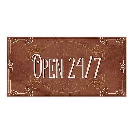 CGSignLab | Отвори 24/7 - Викторија Картичка Прозорец Прицврстување | 24 x12