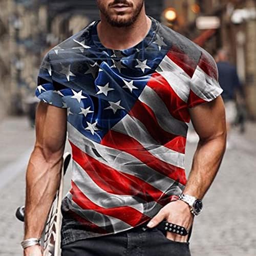 XXBR Менс патриотски војник со кратки ракави со кратки ракави, 4-ти јули ретро американско знаме врвови летни мускули тенок