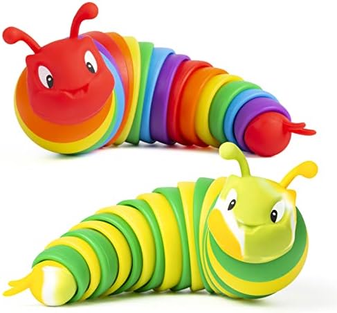 Whatook Finger Slug, Артикулирана сензорна играчка за голтка прави релаксирачки звук, гасеница фигури играчки за деца возрасни, реалистични