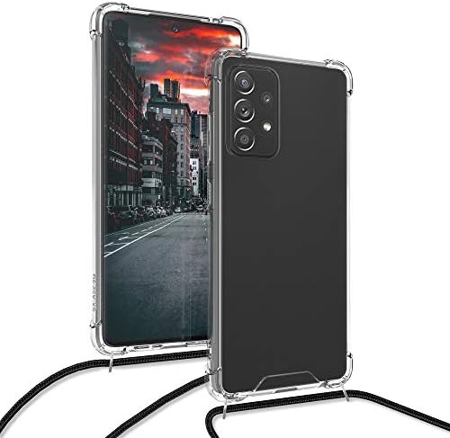 CWMobile Crossbody Case компатибилен со Samsung Galaxy A52 / A52 5G / A52S 5G кутија - чиста телефонска покривка на TPU / лента за лента - црна