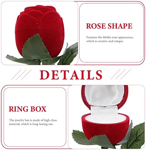 Носители на Обетки од кабилок 2 парчиња Роза Срце Кутија За Прстен За Прстен Накит Кутии За Пакување Симулација Годишнина Од Свадбата За