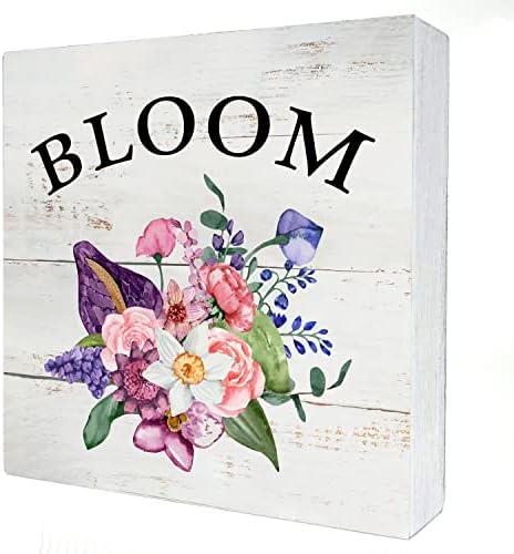 Фарма куќа цут дрво кутија знак дома декор рустикален пролет цвет дрвена кутија знак блок плакета за wallидни таблети биро за дома