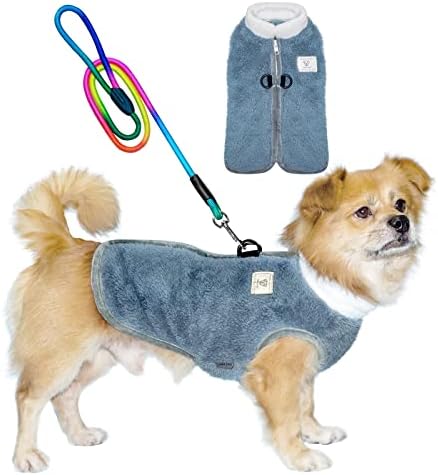 Тони Хоби куче ладно временско палто, куче топло пуловер елек јакна, кучиња руно облека со поводник од 4 метри кучиња за мало средно куче