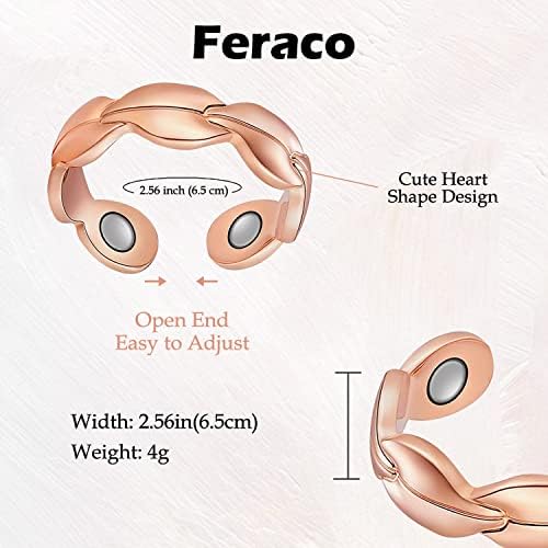 Ферако 2 парчиња лимф -детоксикална магнетна нараквица за жени за жени и 2 парчиња терапевтски магнетски прстен артритис карпален тунел олеснување