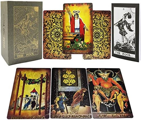 LHTHT TAROT картички, палуба за тарот картички за почетници и комплети за книги+Black Gold Tarot картички за складирање на палуби, кутија за