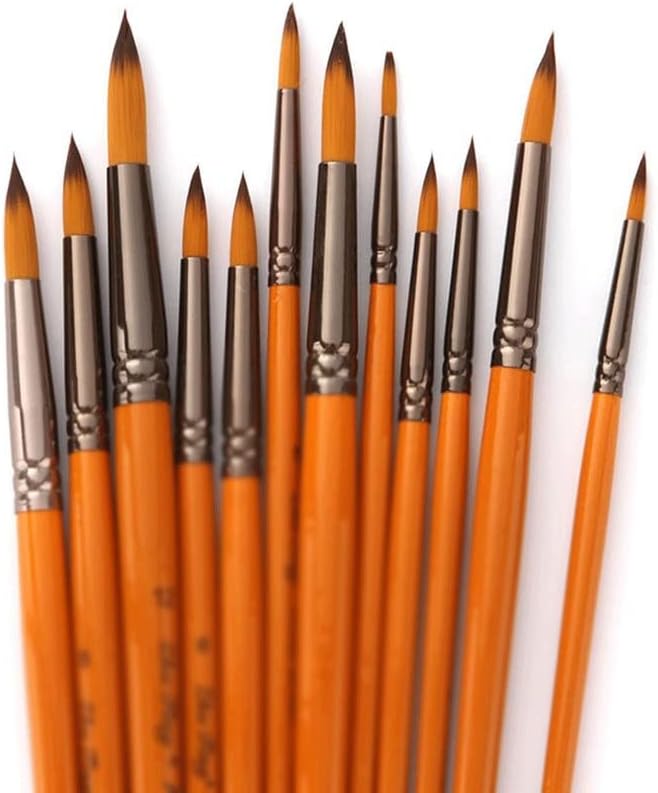 Liruxun 12pcs/Поставете уметност пенкало, најлонски четки за бои од дрво за акварел масло за сликање уметнички материјали за материјали