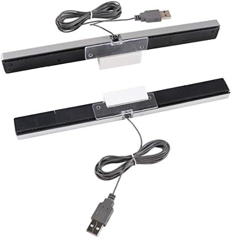 AOKIN USB Сензор Бар За Wii, ЗАМЕНА USB Жичен Инфрацрвени Зраци Сензор Бар За Nintendo Wii, Wii U, Вклучува Јасна Штанд, Сребрена/Црна