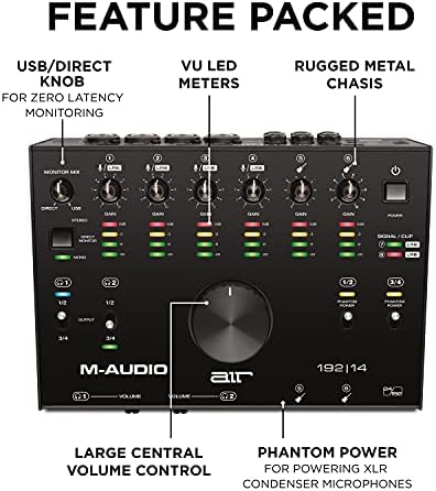 M -Audio Air 192x14 - USB аудио интерфејс за снимање во студио со 8 и 4 надвор, MIDI конекција и софтвер од MPC Beats и Ableton