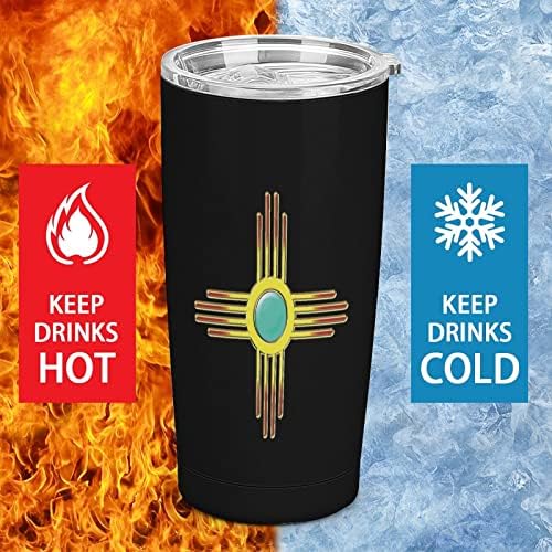 Зиа Сонце Пуебло-Ново Мексико лого од не'рѓосувачки челик изолирана вода шише со шише со вода чаша чаша кафе за топли и ладни пијалоци