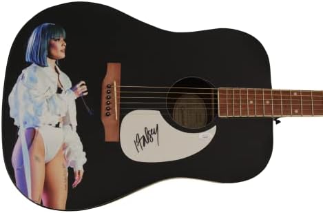 Халси - Ешли Франгипан - Потпишан автограм целосен големина обичај Еден од еден вид 1/1 Гибсон епифон Акустична гитара Б/ Jamesејмс