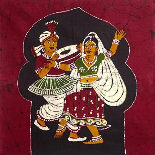 Куллофиндија народни танчери - 18 x 18 инчи - разнобојно сликарство со батик на крпа - нерасположено