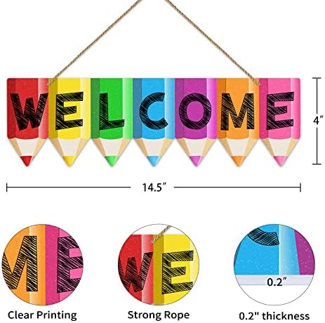 FACCRAFT Добредојдовте во училницата знак 4 x14.5 знак за добредојде за украси на вратите во училницата Моливче назад на училиште што висат