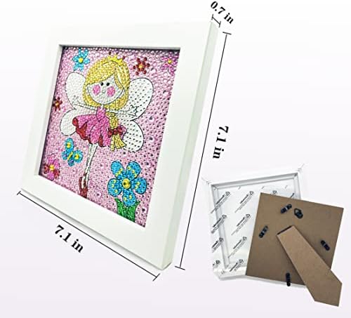 Комплети за сликарство на Lecelzie 5d Diamond за деца, комплет за дијамантски уметности со бела рамка за скапоцени камења и занаети за деца