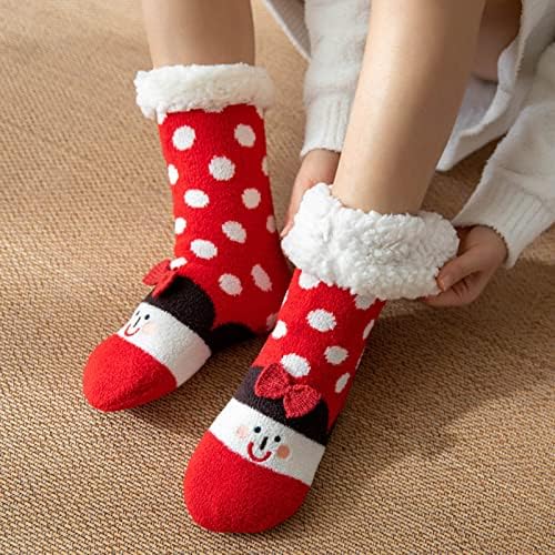 Нејасни Чорапи За Жени Дома Удобни Зимски Топли Чорапи Со Влечки Меки Слатки Термални Чорапи За Новогодишна Елка За Жени