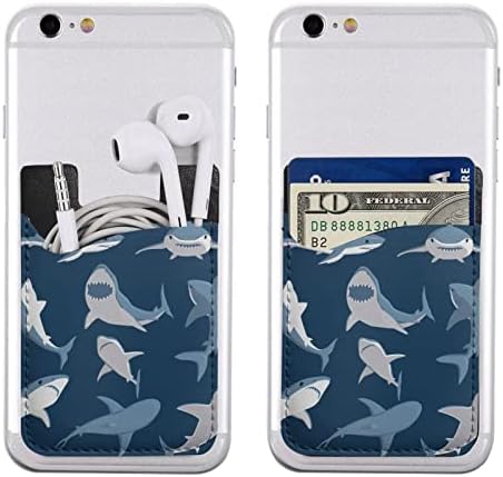 Сина цртана ајкула ајкула мобилен телефон пакет моден мобилен телефон клип лепила за лична карта за лична карта за кредитна картичка клип