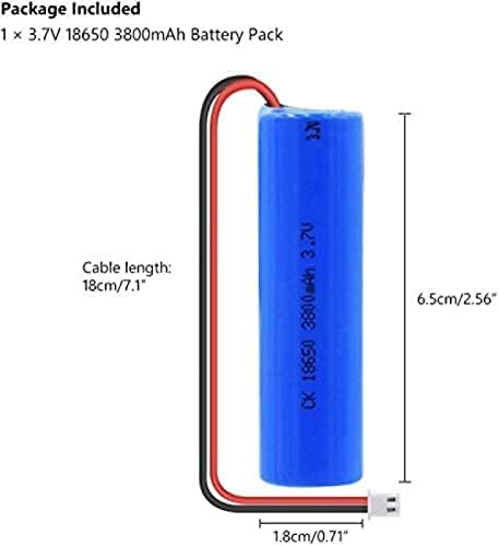 KNOXS JJJT 3.7V 3800MAH 18650 литиум-јонска батерија што се надополнува со резервна батерија со приклучок XH 2P + кабел за DIY
