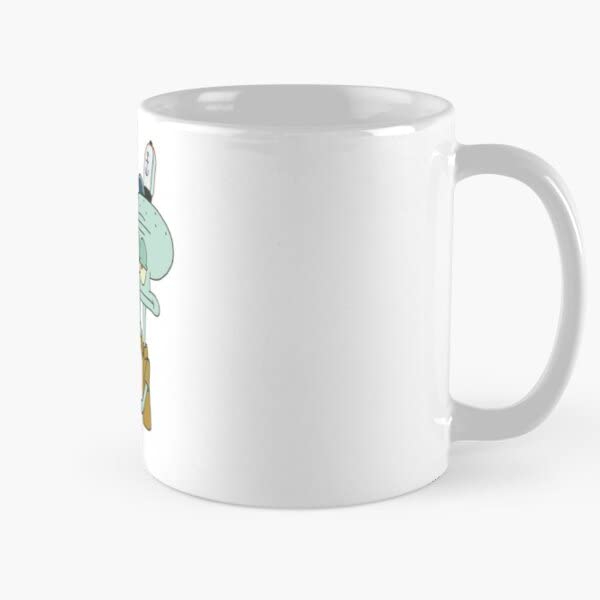 Симпатична Октопод Сквидвард Кафе Трендовски Трендови За ШОЛЈА За Кафе Дизајн Печатење Двострана Новина Бела Керамичка Чаша За Чај