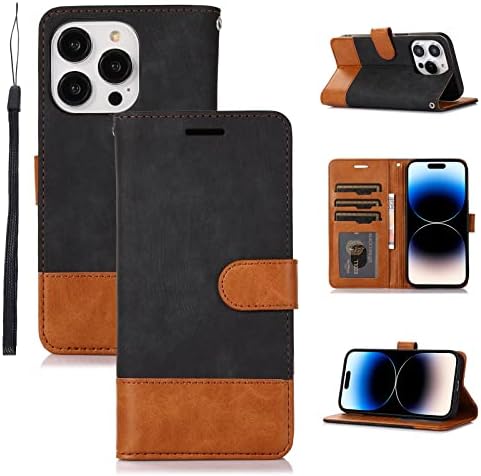 Заштитна футрола Компатибилен со iPhone 14 Pro Max Case, PU кожен паричник, кутија за парични картички, картички магнетно затворање на флип,