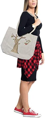 Амбесон-цртана торба за цртање, старо цртање на дрво со јаболка и остава овошна градина уметност на обична позадина, еко-пријателска