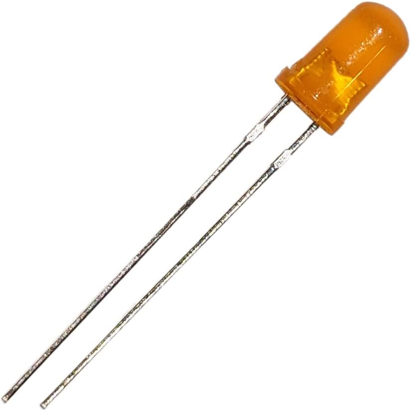 EX Electronix Express 20 Pack Amber Orange Diffuse LES LED диоди, кружна сијалица со дијаметар од 5 мм, диоди со 2-пински светло за