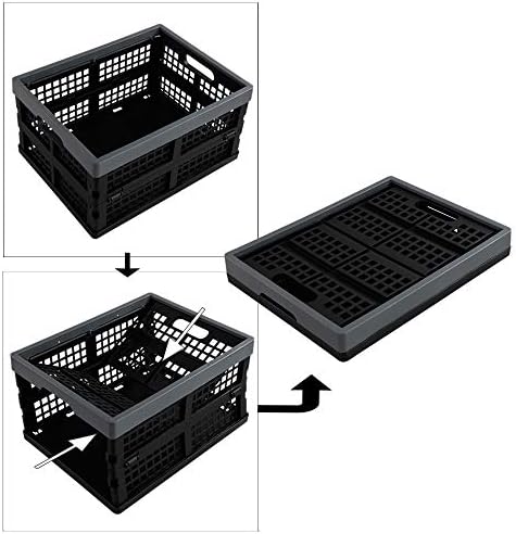 ФИАЗОН 3-пакет 15 l пластично гајба за склопување, корпи за складирање на преклопување, црна боја