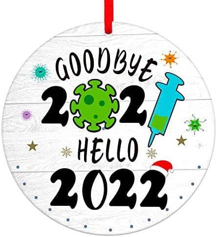 Божиќни украси на фејрафт 2021, Збогум 2021 Здраво 2022 Божиќни украси, 3 Божиќно виси украс за украси за украси Среќни новогодишни