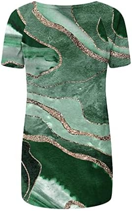 Женски врвови за туника да се носат со хеланки 2023 симпатична летна облека со кратки ракави кошули кои излегуваат на врвови облечени обични