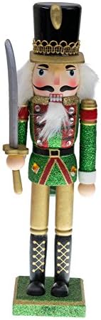 Умен креации злато крал 15 инчи Традиционален дрвен оревчекер, празничен Божиќен декор за полици и табели