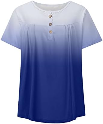 Маичка за блуза за жени есен летен краток ракав 2023 V вратот Памук Графичко копче надолу до вратоврска боја Tee C9 C9
