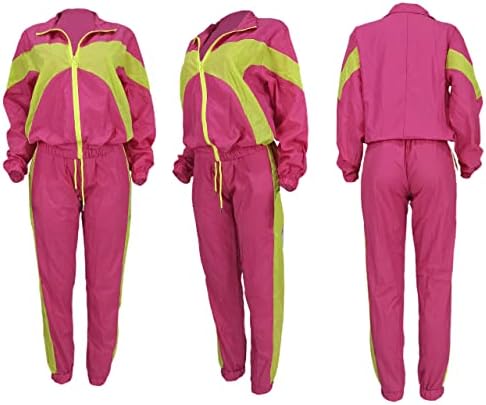 yidengymx женски ветерници за ветерници панталони за тренерки со две парчиња облека за жени, 2 парчиња патенти за патеки