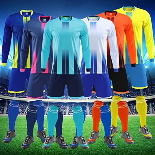 Vipoko Прилагодете го фудбалскиот дрес со долги ракави шорцеви мажи деца персонализирани име Број на фудбалски тим униформа