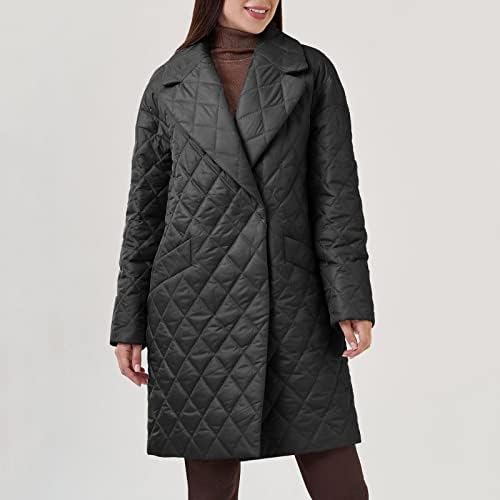 Копче за женски џебови со топол палто IQKA, долги ракави со ватирана јакна со кратки меурчиња со меурчиња