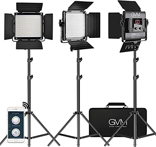 GVM 3 ПАКЕТ LED Комплети За Видео Осветлување Со Контрола НА АПЛИКАЦИИ, Двобојна Променлива 2300K~6800K Со Осветленост На Дигиталниот
