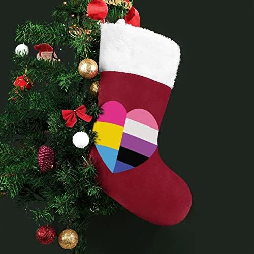 Родово флуид пансексуално срце Божиќно порибување Божиќни чорапи торбичка куќа семејство Божиќ декор