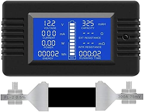 N/A мултифункционален мерач на монитор на батеријата, 0-200V, 0-300A LCD дисплеј дигитална струја и детектор на напон