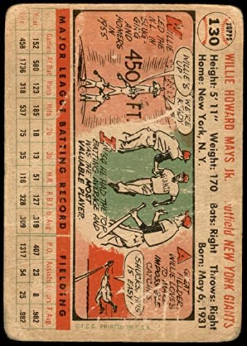 1956 Топпс 130 Wht Willie Mays New Yorks Giants автентични гиганти