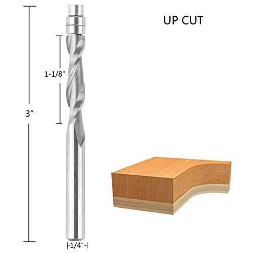 Spetool 5pcs upcut Spiral Flush Trim Router Bits Set wiith 1/4 Shank, 3 OVL карбид дно лежиште спирален бит за обработка на дрво